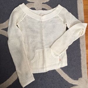 Abercrombie open knit wide neck off-white sweater